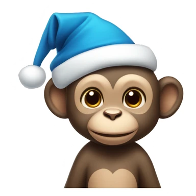 cute monkey with blue Christmas hat sticker