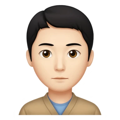 hombre chino color blanco de piel, cabello liso negro ojos negro cara delgada ojos muy rasgados  sticker