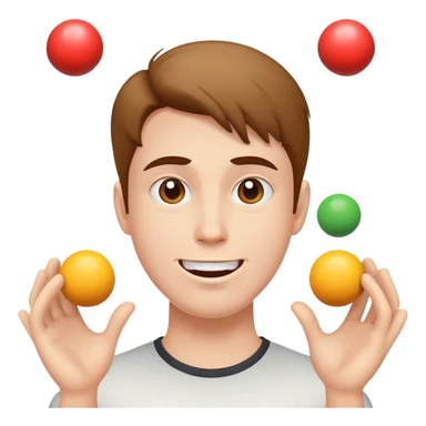 person juggling happy face, sad face, and neutral face balls equally sticker