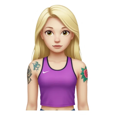 girl with long blonde hair and tattoos and an athletic ginger girl colorful clothes sticker