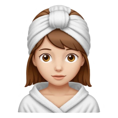 Chica de pelo castaño con una toalla de baño en la cabeza sticker