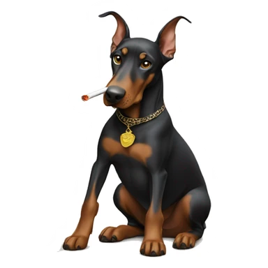 doberman smoking shisha counting money sticker