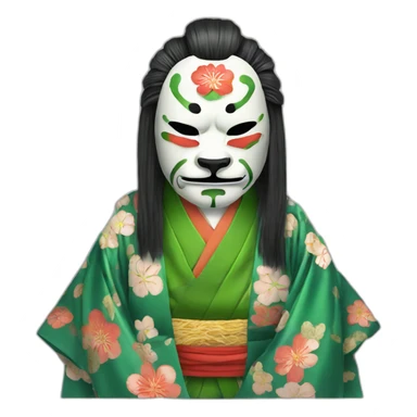 noh-dog-mask-greenlonghair-hotguy-japanese-kimono sticker