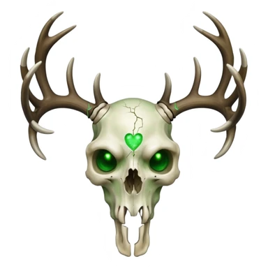 Deer skull with green heart eyes sticker