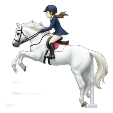 white-hourse-with-olympics-jumping-compelition-rider—japanese-girl sticker