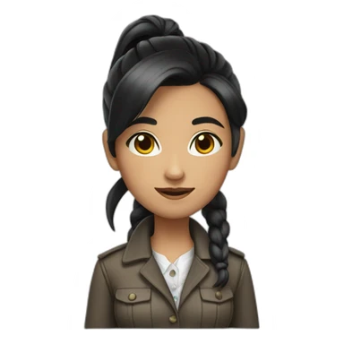 girl in detective dress fair skin black hair ponytail  sticker