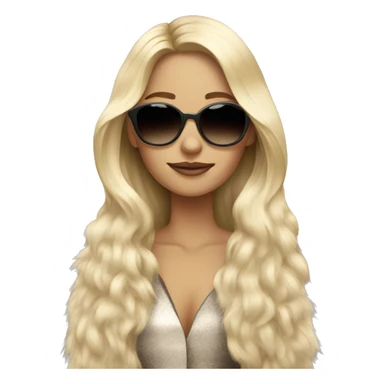 Beautiful long hair blonde with fur coat and sunglasses sticker