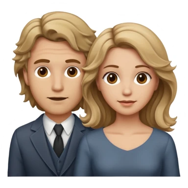 Married couple male dirty blonde hair and female brown wavy hair sticker