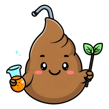 adorable smiling poop character with a bong in hand sticker