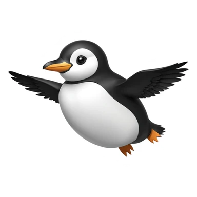 penguin with wings flying through the sky sticker