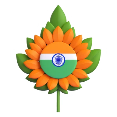Indian flag, tricolor with saffron, white, and green horizontal stripes and a blue Ashoka Chakra in the center sticker
