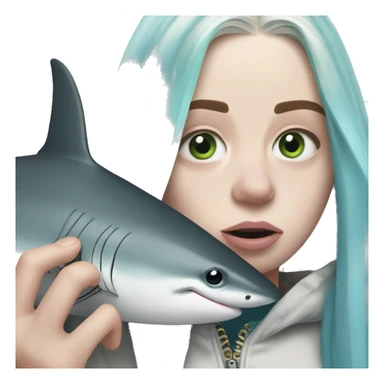 billie eilish holding a shark sticker