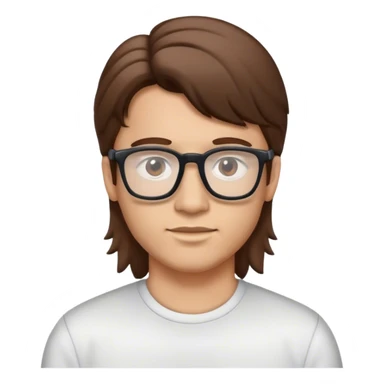 with brown hair mullet and glasses sticker