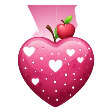heart with a meteor shower, pink bow with heart pattern on the bow, apple emoji style sticker