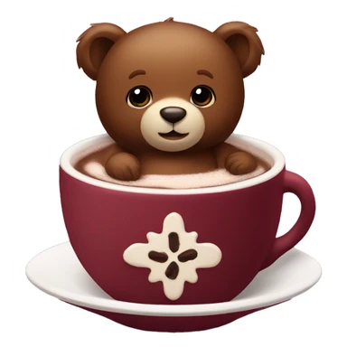 Baby bear inside of a cup of hot cocoa. Burgundy colored cup.  sticker