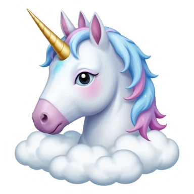 A unicorn flying through clouds, sad, cry tear from eyes, portrait, bust up sticker