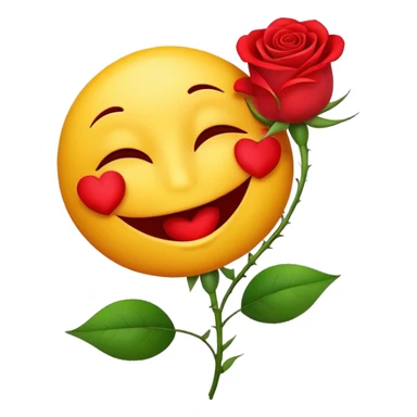 Kissing smilie with rose flower sticker