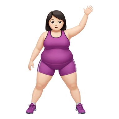 Sad fat girl doing side leg raise dark hair sticker