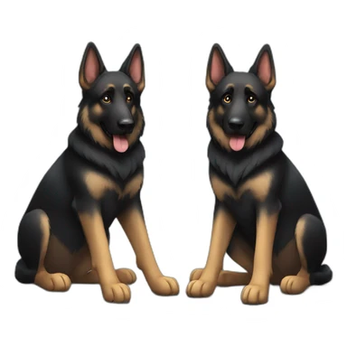 2 black german shepherds sitting next to each other sticker