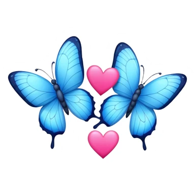 two blue butterflies and two little hot pink hearts sticker