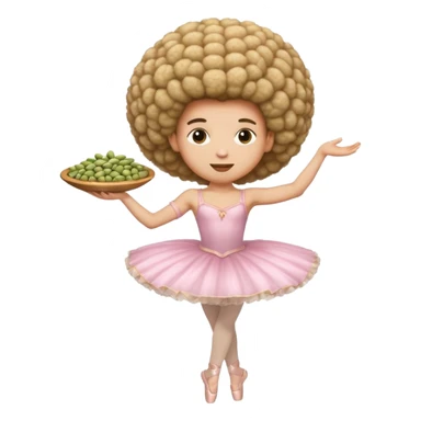 White man ballerina huge Afro, holding beans sticker
