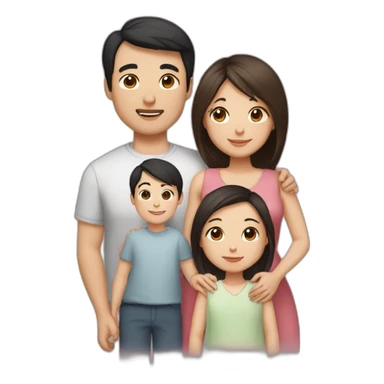 A family of 2 parents and a baby girl, the dad has black hair, Mum has long Brown hair and is prégnant, the baby girl has light Brown short hair sticker