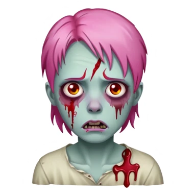 zombie with blood with pink hair and looking sad sticker