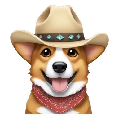 sable corgi in western cowboy hat and bandana sticker