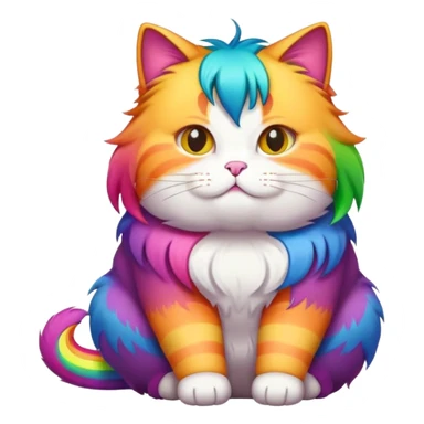 Fat cat with rainbow hair sticker