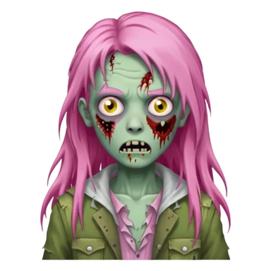 zoombie pink long hair sticker