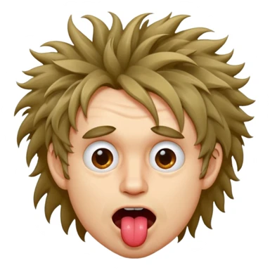 man with wild hair, weird face, and tongue out sticker