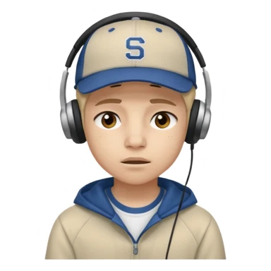 Adolescente com fone no ouvi é um boné, com uma carinha de sono sticker