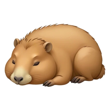 Meme-Worthy Cute Sleeping Capybara Portrait Emoji, Head resting peacefully with a contented smile, showcasing luxuriously soft, fluffy fur and a characteristic capybara head with a broad snout and small, gentle ears, with eyes gently closed in serene slumber, Simplified yet hilariously adorable features, highly detailed, glowing with a soft, drowsy natural light, high shine, relaxed and utterly lovable, stylized with an air of playful laziness, bright and heartwarming, soft glowing outline, capturing the essence of a sleeping capybara that feels destined to become the next viral sensation of adorable rest! sticker