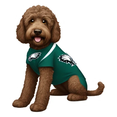  brown Labradoodle wearing a Philadelphia eagles shirt in love  sticker