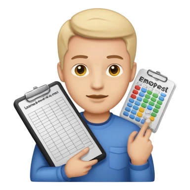 male aditor with spreadsheet emoji sticker