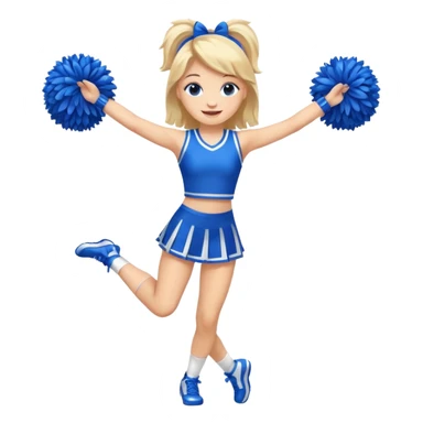 give me a full-length cheerleader with blue pom poms  sticker