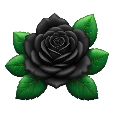 Rosa negra con hojas verdes sticker