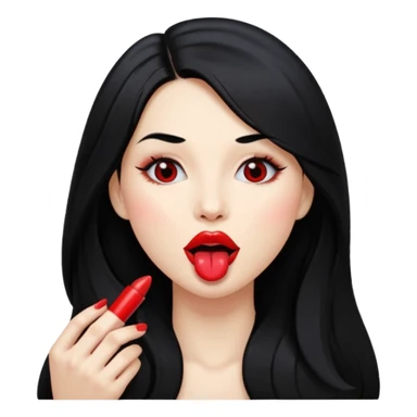 femme longs cheveux noire peau claire qui en tirant la langue sticker