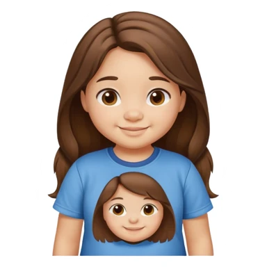 Une petite fille qui a des grosse joux qui est brune qui a les cheveux long et qui a un tee shirt stitch sticker