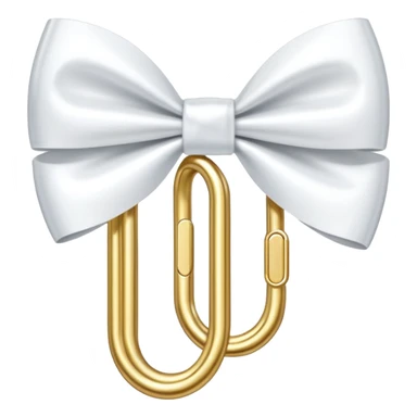 one gold paper clip with a white bow in the middle sticker