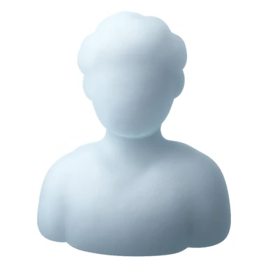 shoulder up, person made of white fluffy clouds, front view, matte glass style sticker