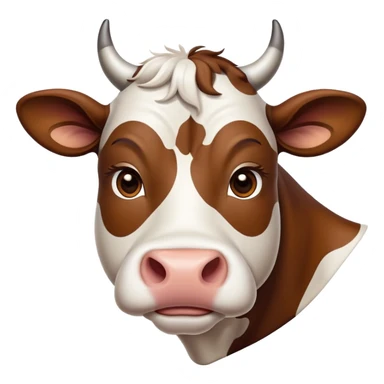 cinematic-noble-brown-and-white-cow-portrait-emoji,-poised-and-regal,-with-a-large,-sturdy-build-and-a-beautifully-patterned-hide-of-rich-brown-accented-by-crisp-white-patches,-deep-set-soulful-brown-eyes,-simplified-yet-sharp-and-sophisticated sticker