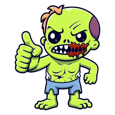 zombie giving thumbs up gesture sticker