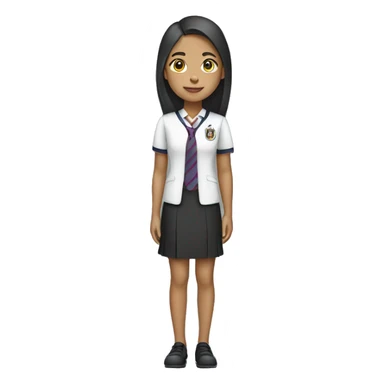 A full body emoji of a Malay young girl with collegiate uniform sticker