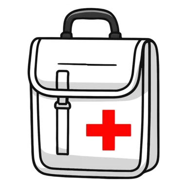 First aid kit with a red cross sticker