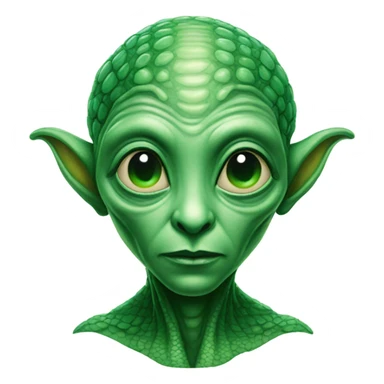 Alien portrait detailed with green scales sticker