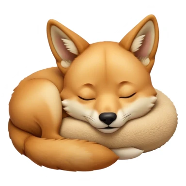 Meme-Worthy Cute Sleeping Dingo Portrait Emoji, Head resting peacefully with a contented smile, showcasing a lean build and a luxuriously soft sandy fur, eyes shut in a serene, restful nap, Simplified yet hilariously adorable features, highly detailed, glowing with a soft, drowsy light, high shine, relaxed and utterly lovable, stylized with an air of playful laziness, bright and heartwarming, soft glowing outline, capturing the essence of a comically sleepy dingo, so meme‐worthy it feels like it could instantly become the next viral sensation of adorable outback slumber! sticker