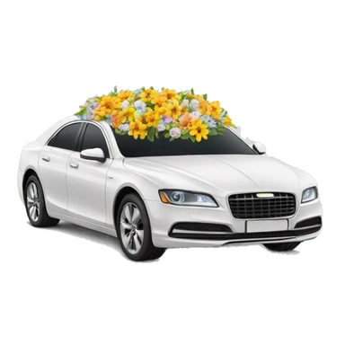 Luxury car with flowers in the trunk  sticker