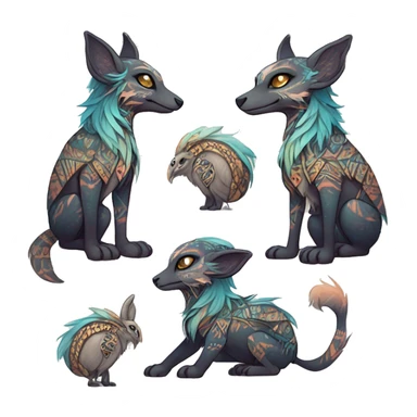 cute Kawaii edgy ethereal shy epic tribal fantasy animal fursona Fionbri creature by griffsnuff & LiLaiRa & Falvie with exotic colors with intricate patterns full body sticker