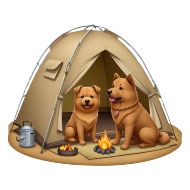 Chow and shepherd dog camping  sticker
